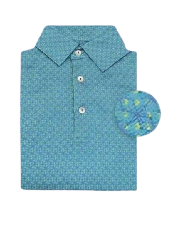 Danini Men's S/S Polo - Turquoise Print