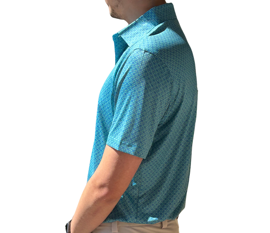 Danini Men's S/S Polo - Turquoise Print