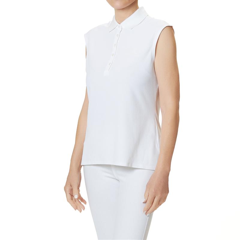 Devon Halsey Sleeveless Polo - White