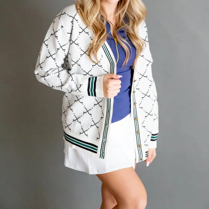Club Special Golf Cardigan - White/Black