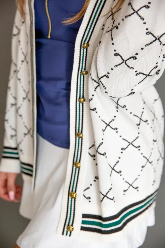 Club Special Golf Cardigan - White/Black