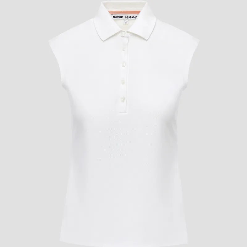 Devon Halsey Sleeveless Polo - White