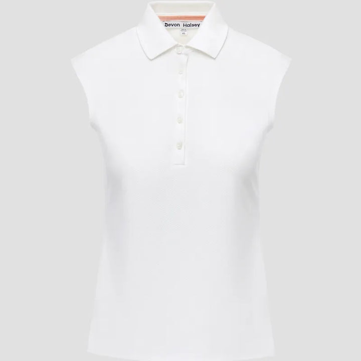Devon Halsey Sleeveless Polo - White