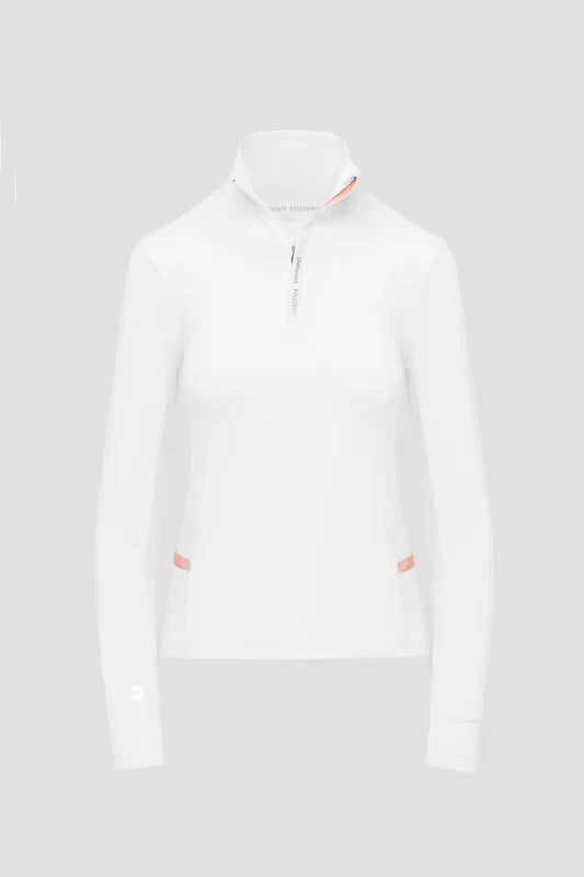 Devon Halsey L/S Mock Top - White