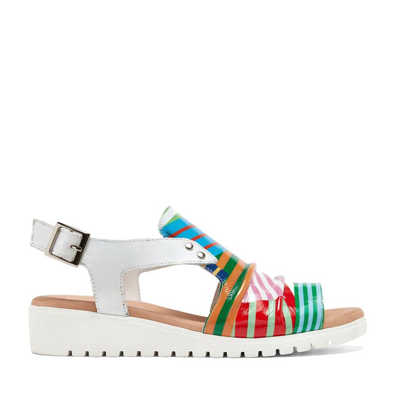 Django & Juliette Madis Wedge Sandal- White/Multi