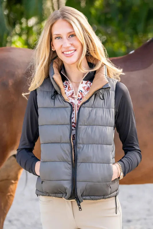 Kastel Reversible Vest - Charcoal/Camel