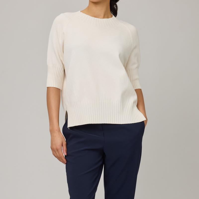 Pistache S/S Knit Sweater - Chantilly Cream