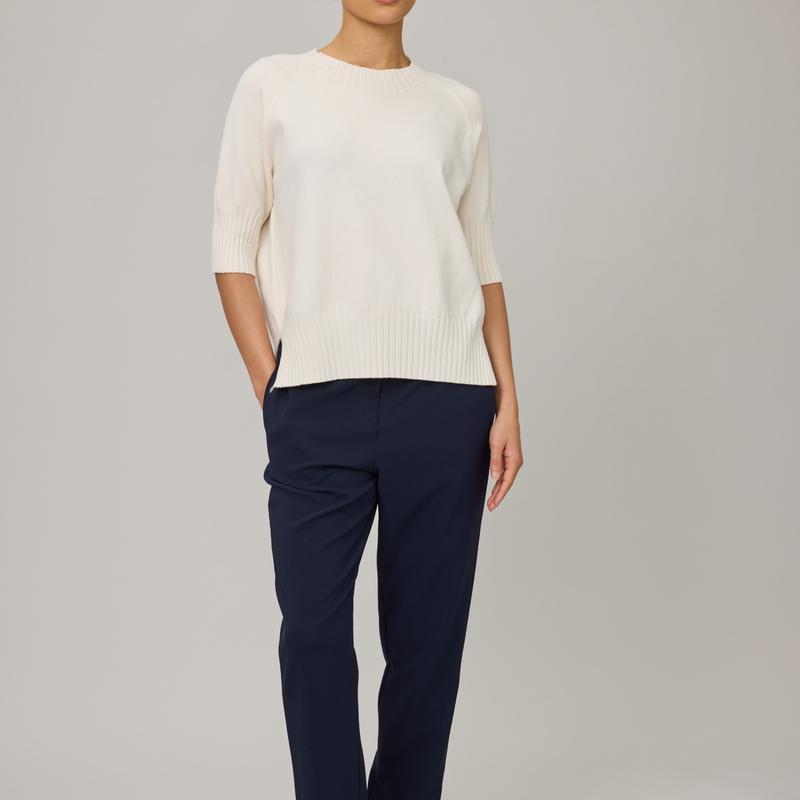 Pistache S/S Knit Sweater - Chantilly Cream