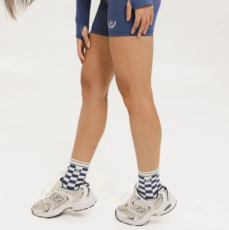Fore All Charlie Crew Socks - Indigo/White Check