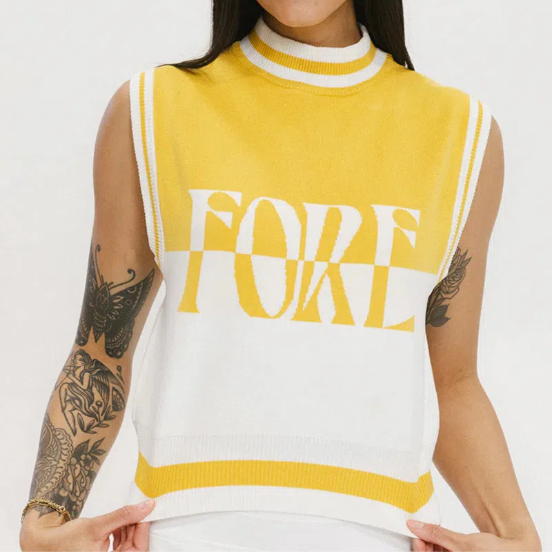 Fore All Fore S/L Sweater - Mustard/White