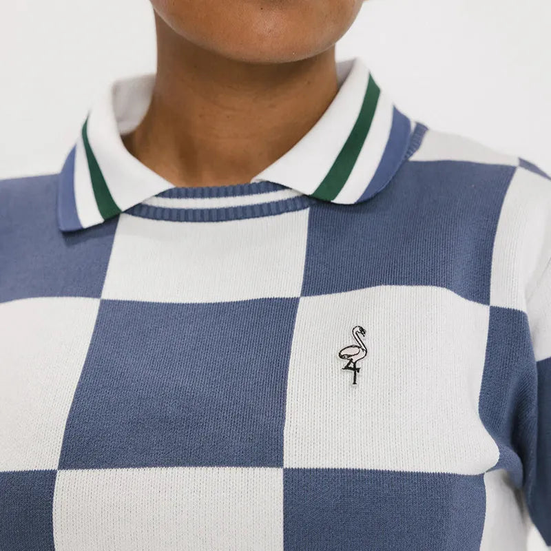 Fore All Dorothy Sweater - Indigo/White Check