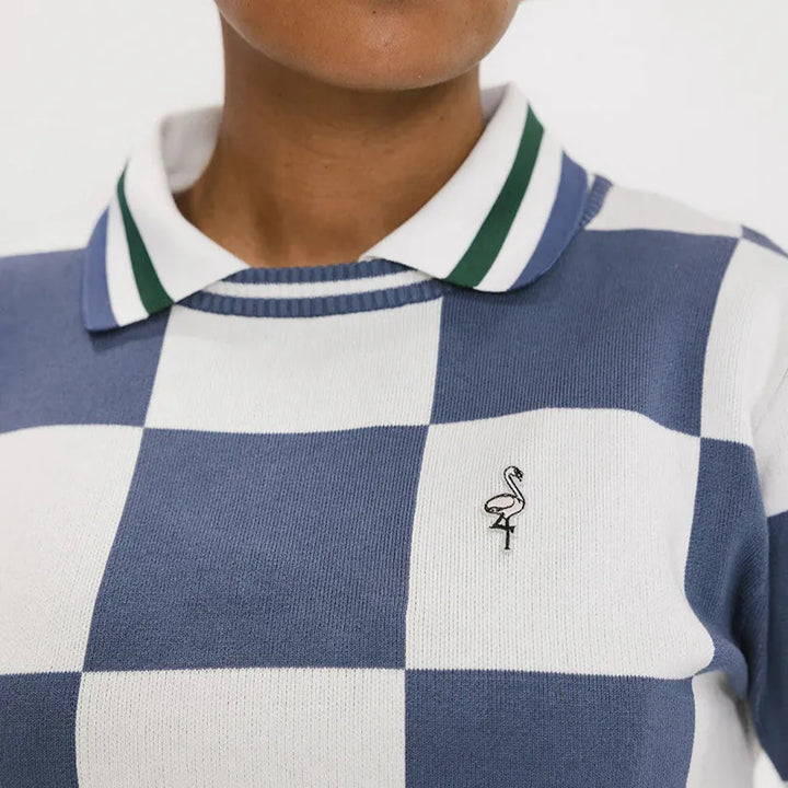 Fore All Dorothy Sweater - Indigo/White Check
