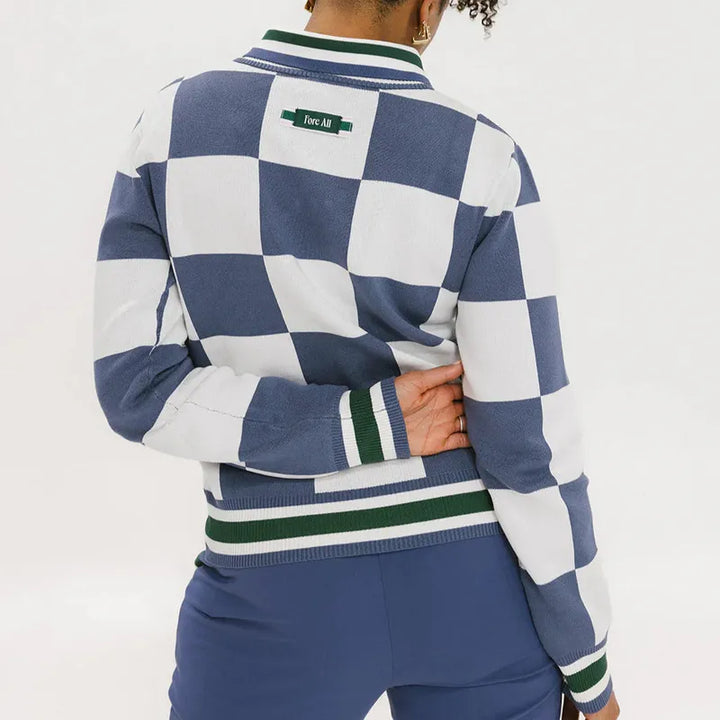 Fore All Dorothy Sweater - Indigo/White Check