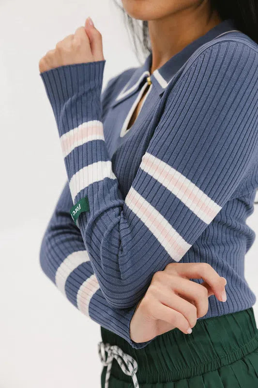 Fore All Alice Rib L/S Polo - Indigo
