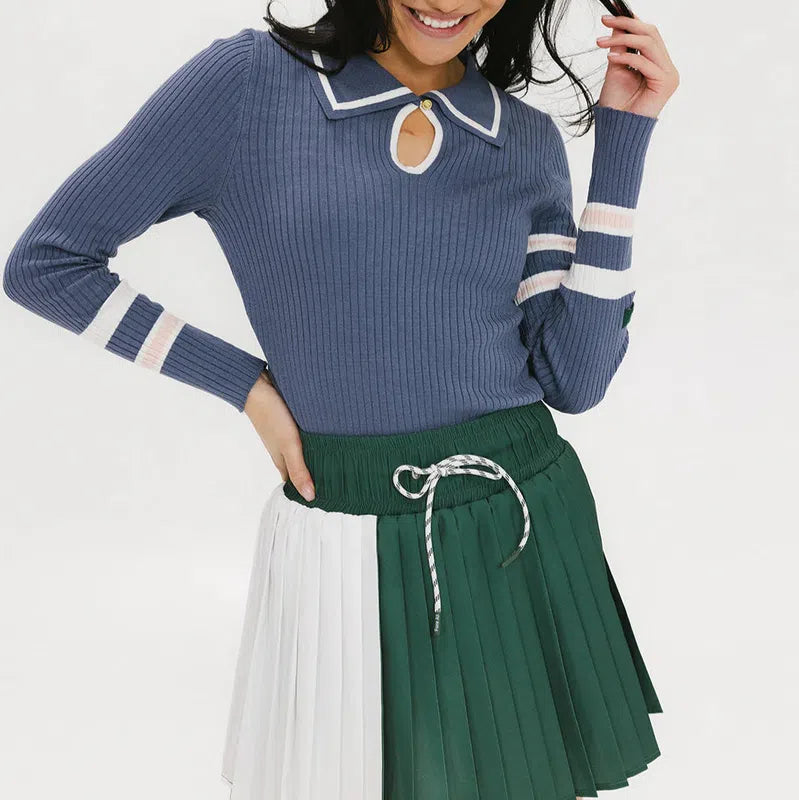 Fore All Alice Rib L/S Polo - Indigo