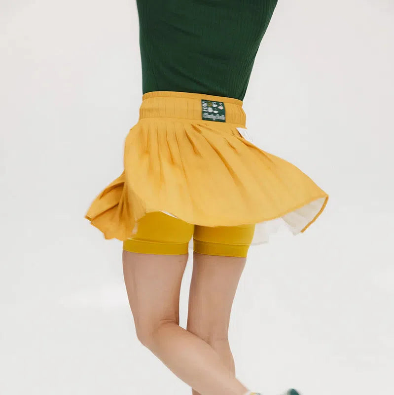 Fore All Rose Pleated Skort - Mustard
