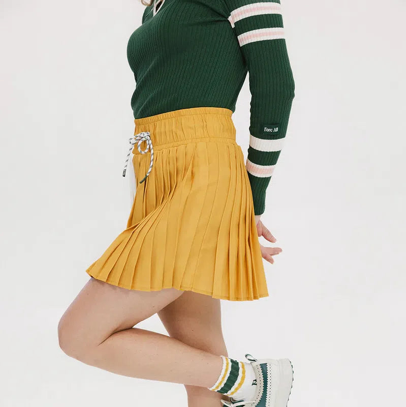 Fore All Rose Pleated Skort - Mustard