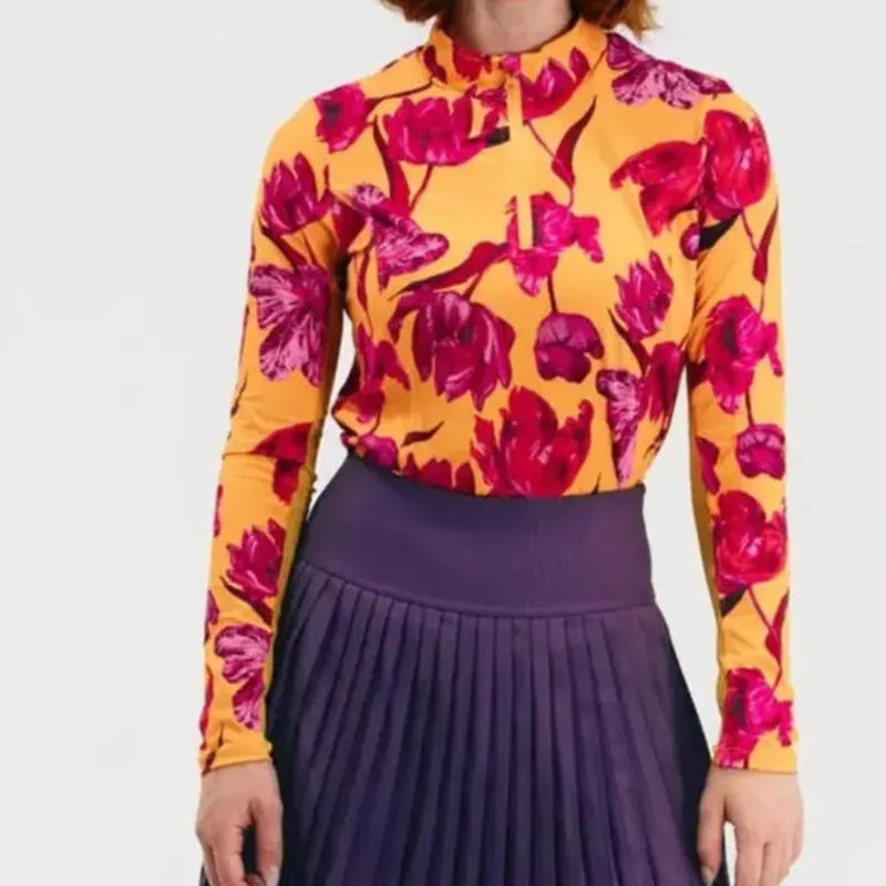 Foray Golf Floral Sun Shirt - Orange/Pink