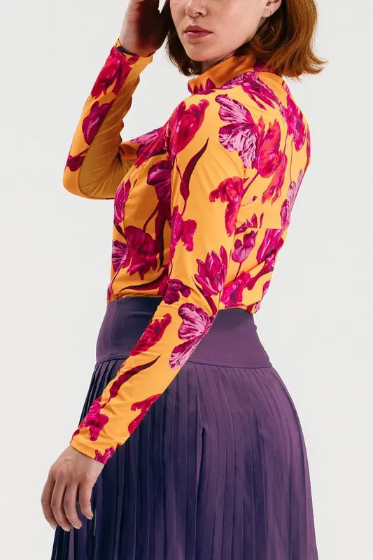 Foray Golf Floral Sun Shirt - Orange/Pink