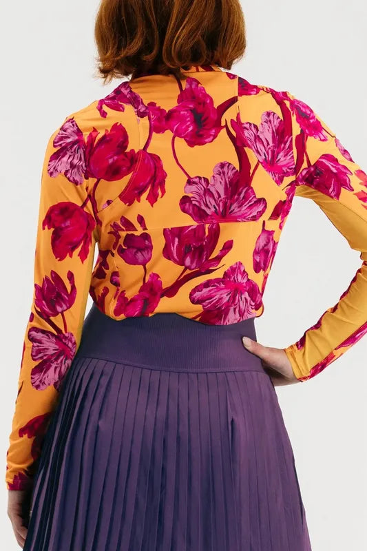 Foray Golf Floral Sun Shirt - Orange/Pink
