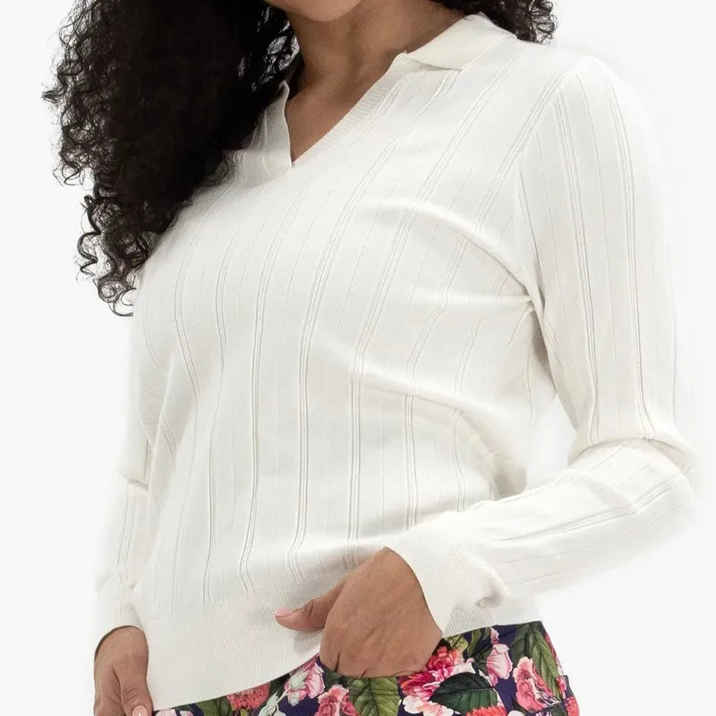 Foray Golf L/S Knit Polo - White