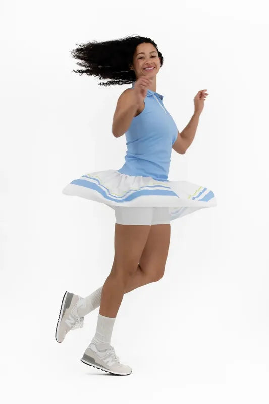 Foray Golf Pleated Stripe Skort - White/Blue