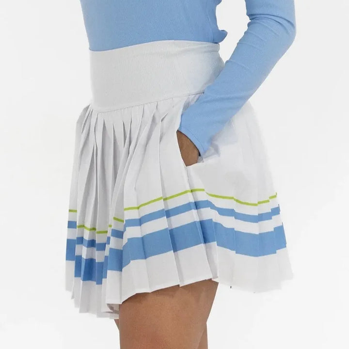 Foray Golf Pleated Stripe Skort - White/Blue