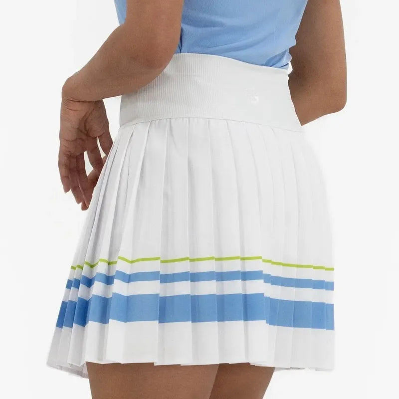 Foray Golf Pleated Stripe Skort - White/Blue
