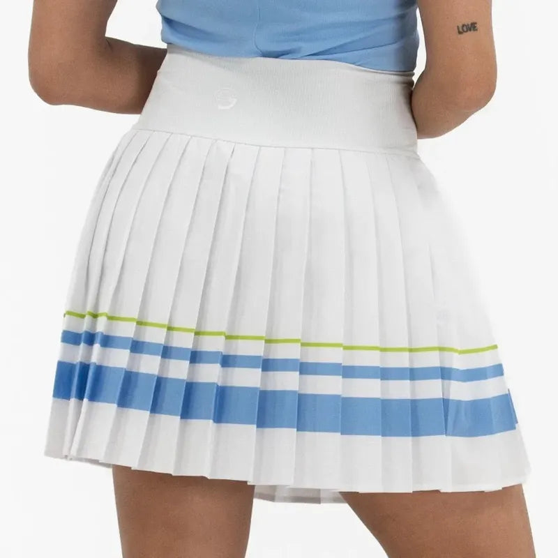 Foray Golf Pleated Stripe Skort - White/Blue