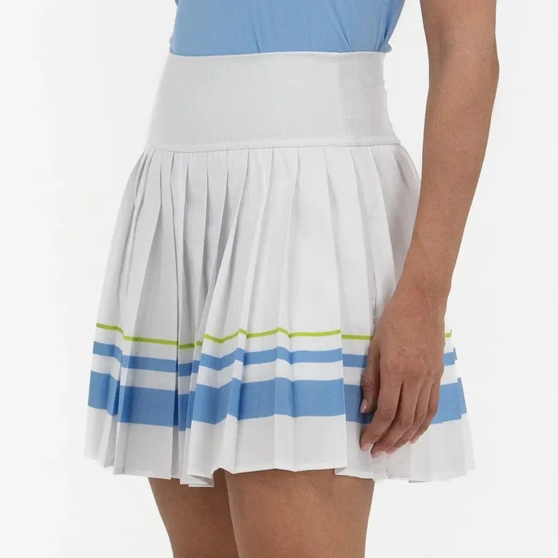 Foray Golf Pleated Stripe Skort - White/Blue