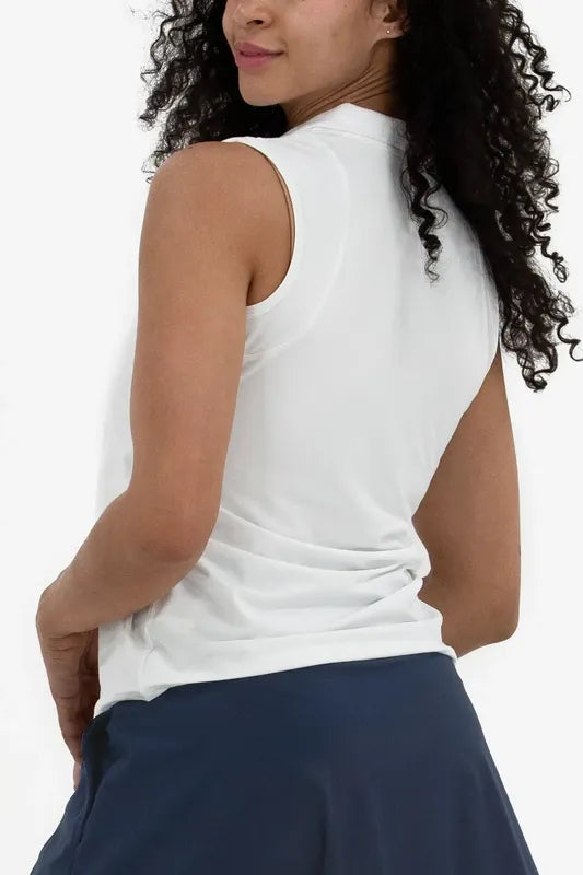 Foray Golf Zip S/L Polo - White
