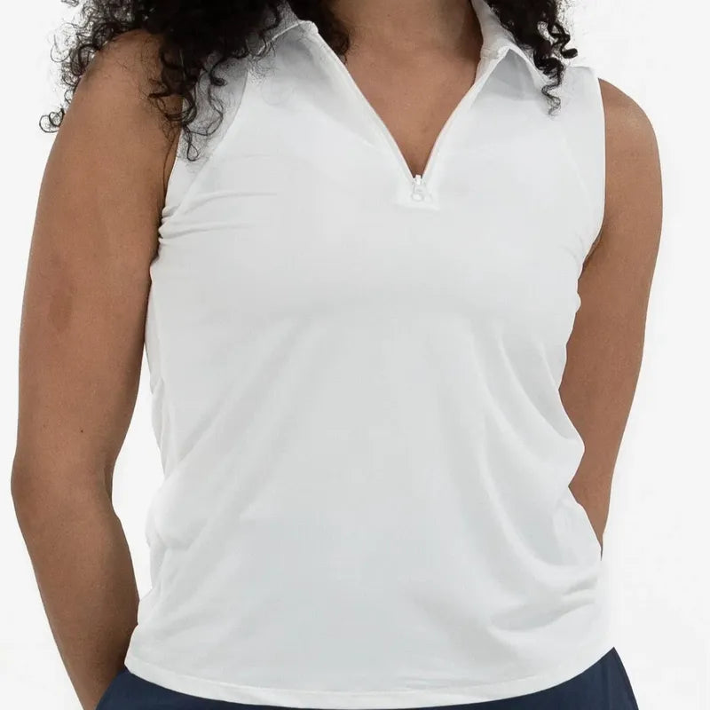 Foray Golf Zip S/L Polo - White