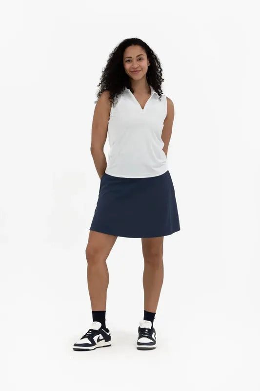 Foray Golf Zip S/L Polo - White