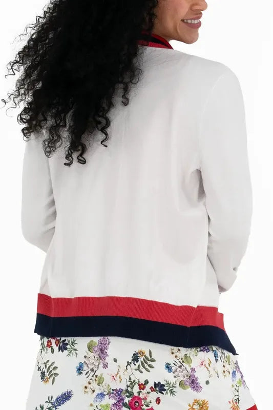 Foray Golf Knit Cardigan - White/Navy/Red