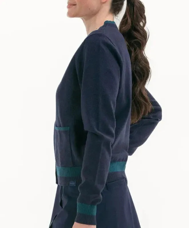 Foray Golf V-Neck Cardigan - Navy/Green