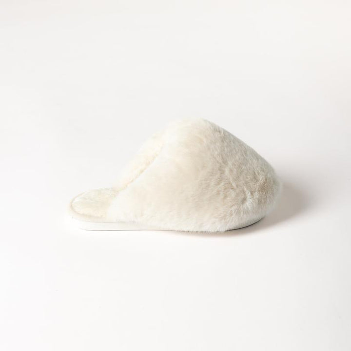 Lyla & Luxe Faux Fur Slides - White