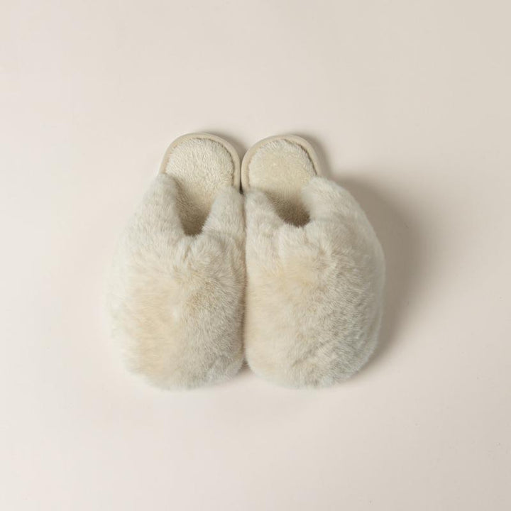 Lyla & Luxe Faux Fur Slides - White