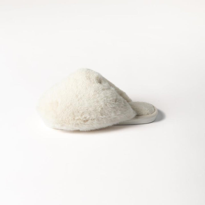 Lyla & Luxe Faux Fur Slides - White