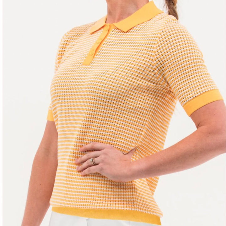 Foray Golf Textured Knit S/S Polo - Yellow