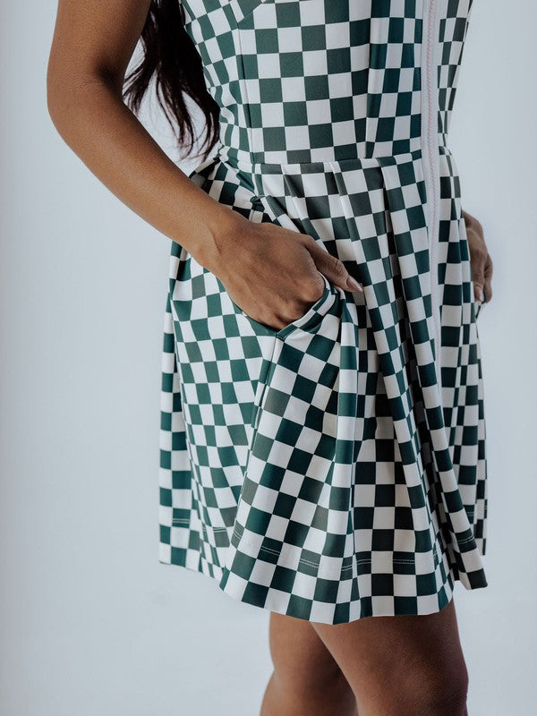 Fore All Erin Dress - Green/White Check