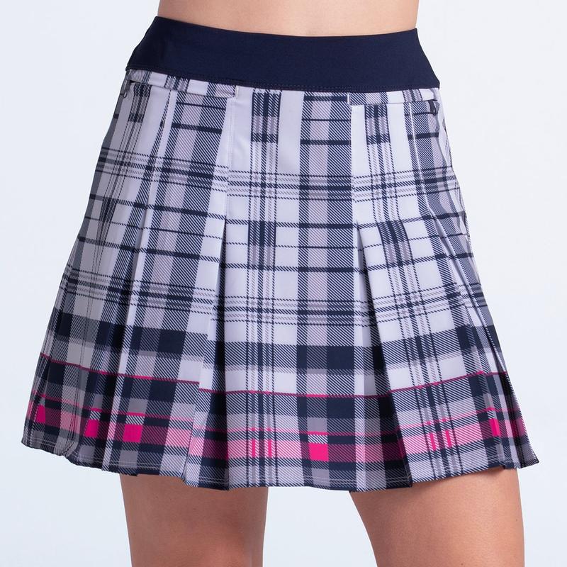 Lucky in Love Ivy Plaid Pleat Skort - White/Navy