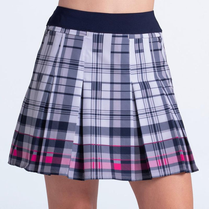 Lucky in Love Ivy Plaid Pleat Skort - White/Navy