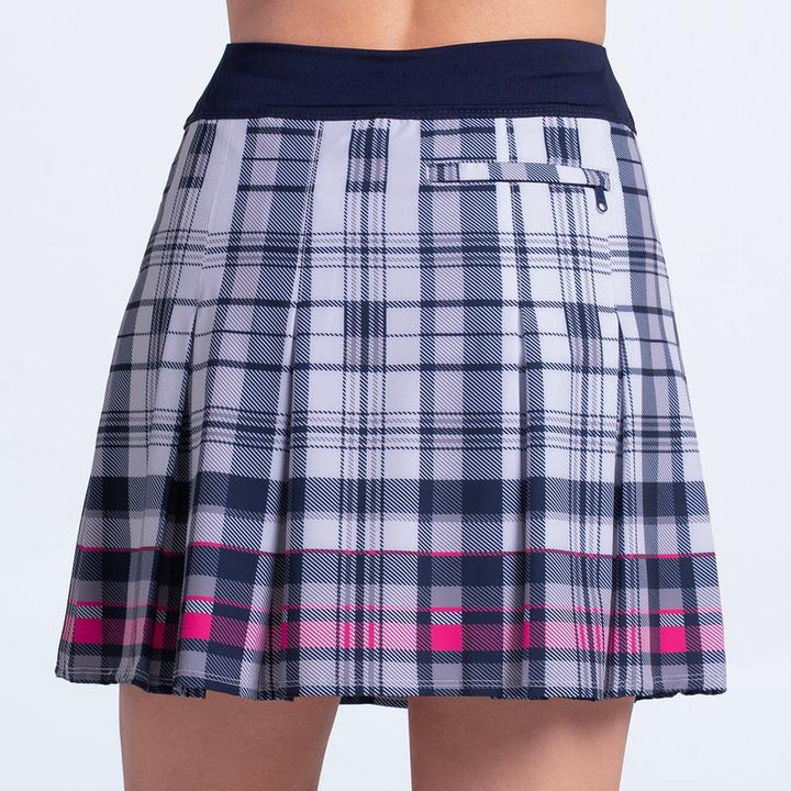 Lucky in Love Ivy Plaid Pleat Skort - White/Navy