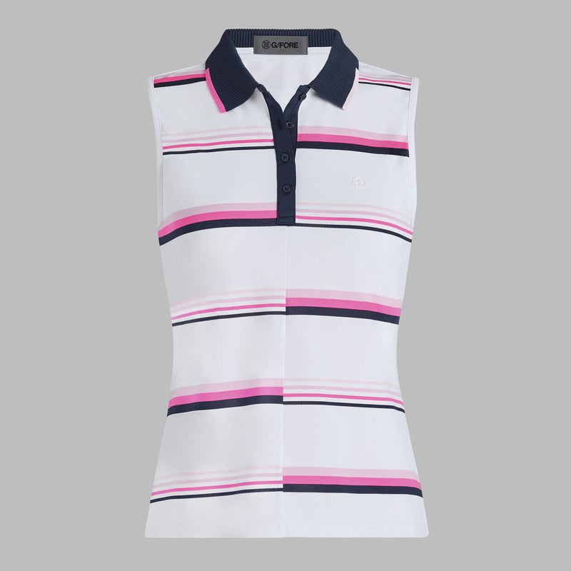 G/FORE Tech Pique S/L Stripe Polo - Snow