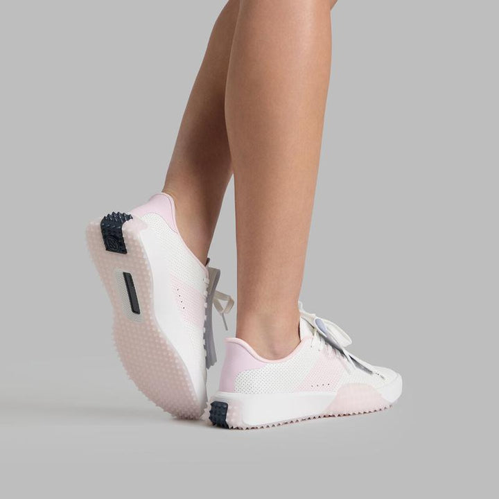 G/FORE Saddle Stripe Kiltie Golf Shoe - Snow/Blush