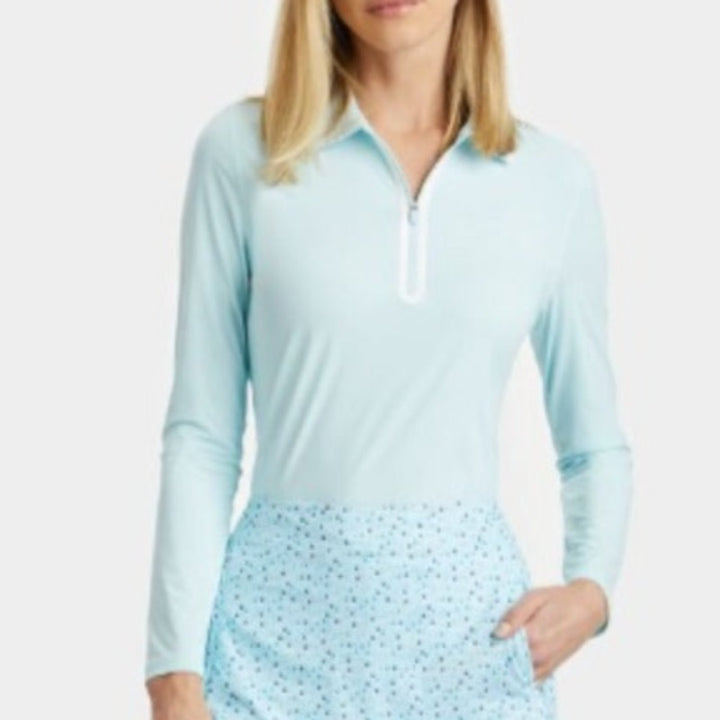 G/FORE Silky Tech Zip L/S Polo - Daybreak