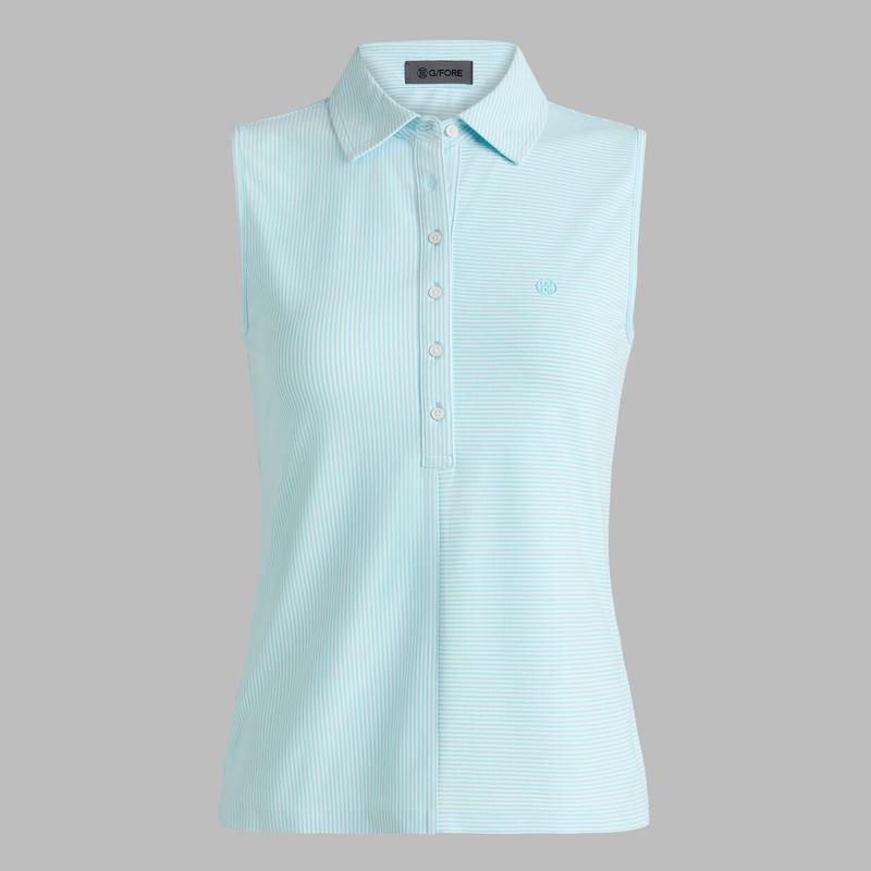 G/FORE Stripe S/L Polo - Teal/White