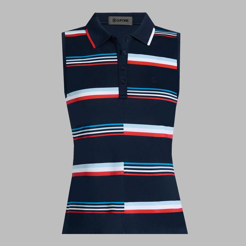 G/FORE Tech Pique S/L Polo - Twilight Stripe