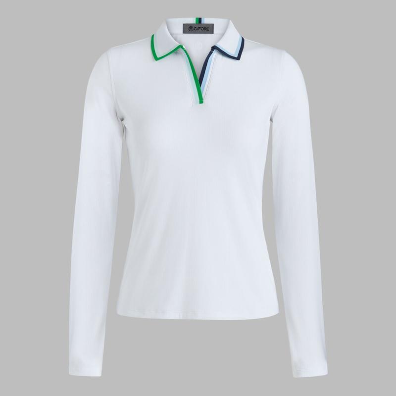 G/FORE Contrast Ribbed Tech Polo - White