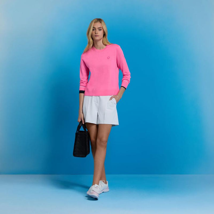 G/FORE Happy G's Crew Neck Sweater - Knockout Pink